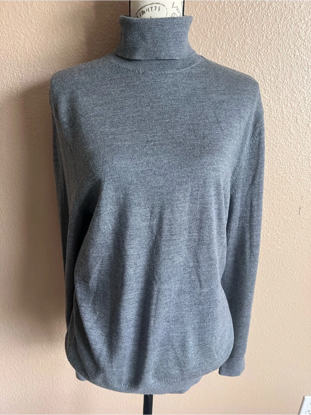 Banana Republic Baruffa Men’s Italian Merino Wool Turtleneck Gray Sweater Sz Med